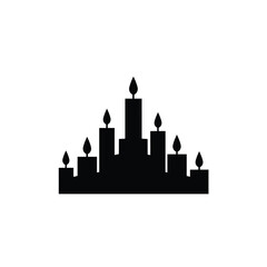 Fototapeta premium Group Of Candles In Silhouette On A White Background Illustration