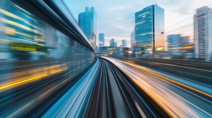 Fototapeta premium Fast-paced urban transit through modern cityscape