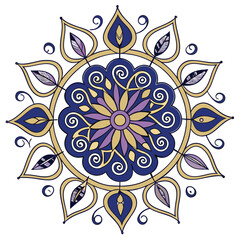 Adobe Illustrator ArtworkFloral oriental mandala ornament for coloring book pages & mehndi tattoo designs. Mandala Design 