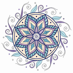 Adobe Illustrator ArtworkFloral oriental mandala ornament for coloring book pages & mehndi tattoo designs. Mandala Design 