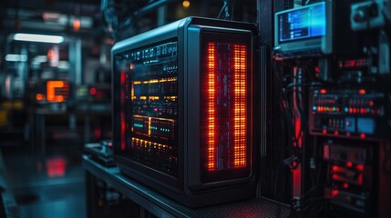 Cyberpunk Server Room: Illuminating Technological Marvel