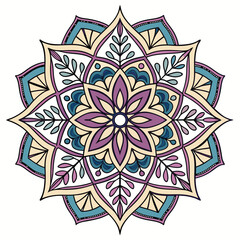 Adobe Illustrator ArtworkFloral oriental mandala ornament for coloring book pages & mehndi tattoo designs. Mandala Design 