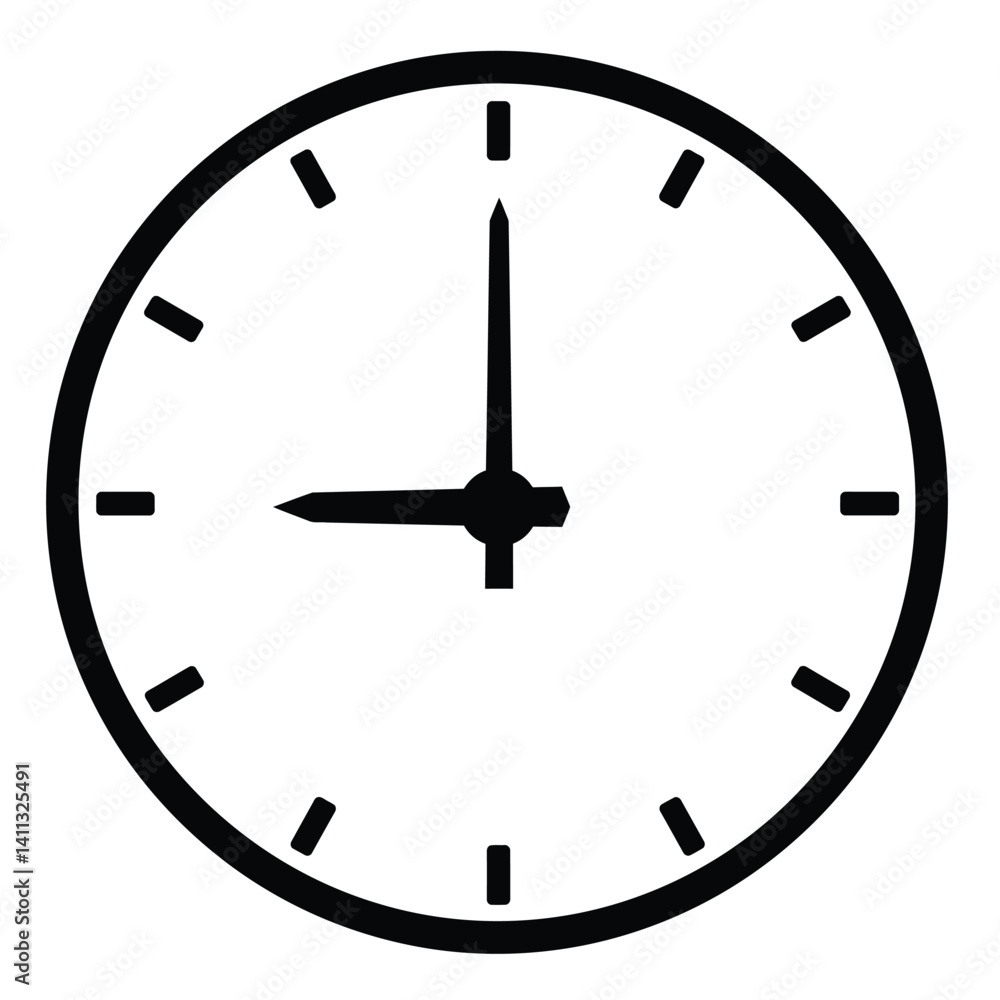 Aufkleber clock icon showing three am pm design element time concept