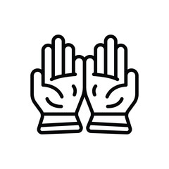 Black line icon for gloves