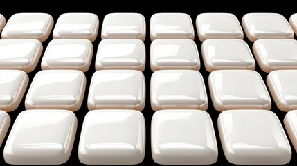 Obraz premium A seamless repeating pattern of clean white square tiles with subtle rounded edges and a soft peach colored grout creates a minimalist background texture.