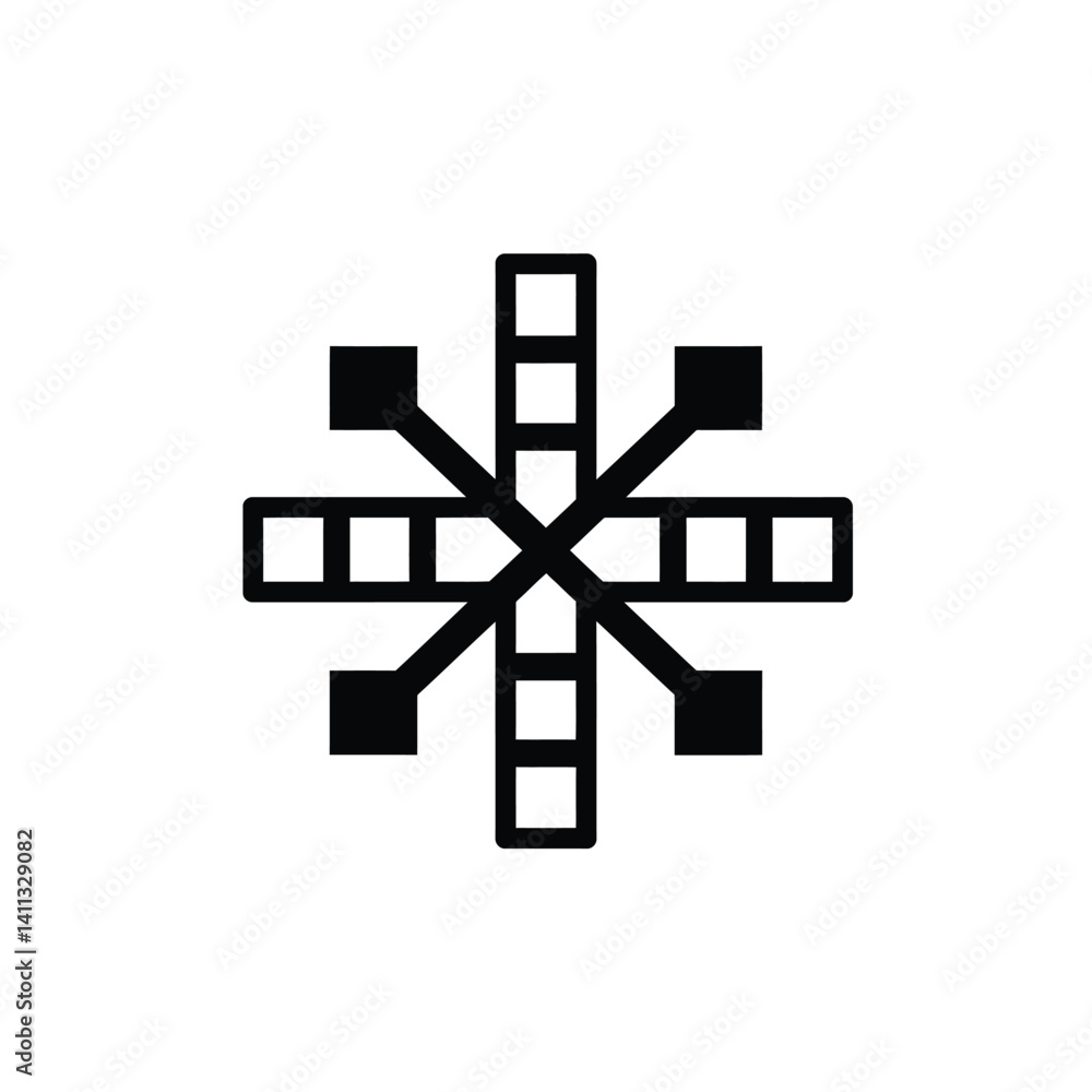 Aufkleber abstract geometric shape design with square elements connected by lines in black and white