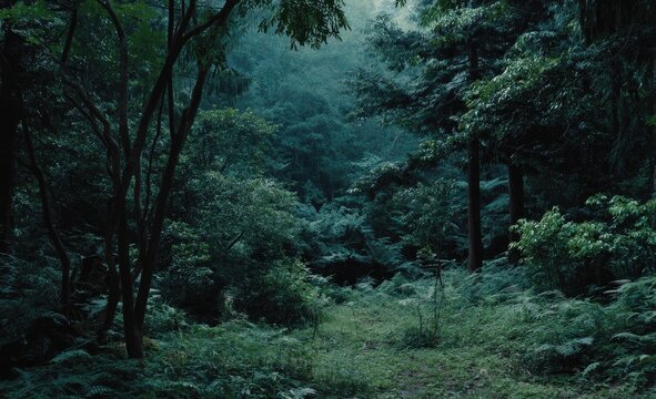 Lush, misty forest path - Powered by Adobe