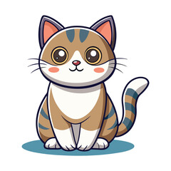 Obraz premium Cute cartoon vector illustration of a happy smiling feline kitty pet