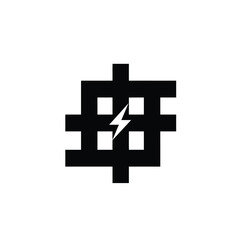 Abstract Geometric Symbol With Lightning Bolt Vector Design Illustration