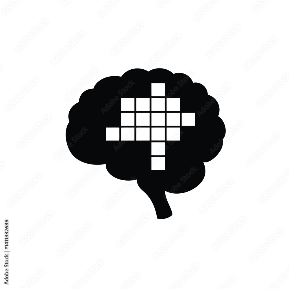 Poster creative brain concept representing mental puzzle solving and cognitive function