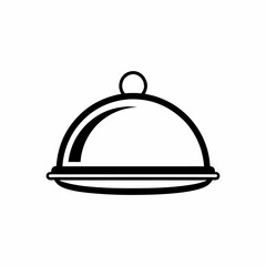Cloche Icon Food Serving Tray with Lid Vector on White Background