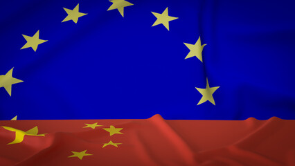 The China and Eu flag for Business concept 3d Rendering.