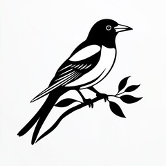 Obraz premium Bird on Branch Silhouette