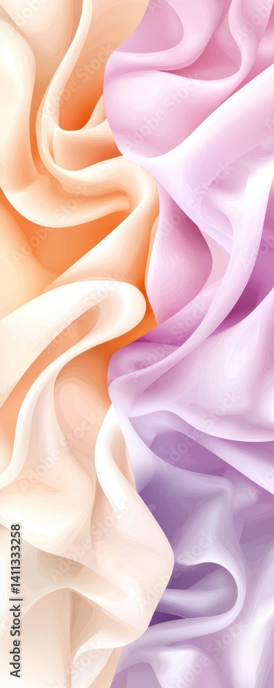 Poster elegant fabric waves in soft pastels abstract art textiles studio close-up conceptual design for vis