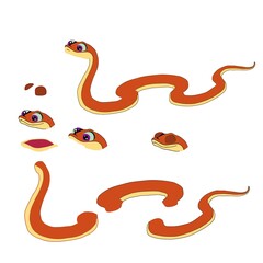 Naklejka premium Snake animal body parts cartoon and animation