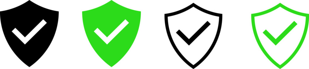 shield icon set. shield with tick mark. Medical Protection symbol. Healthcare medicine protected guard shield concept