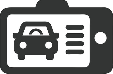 Car Diagnostics Tool Icon in Glyph Style, Transparent Background, Vehicle Data Display