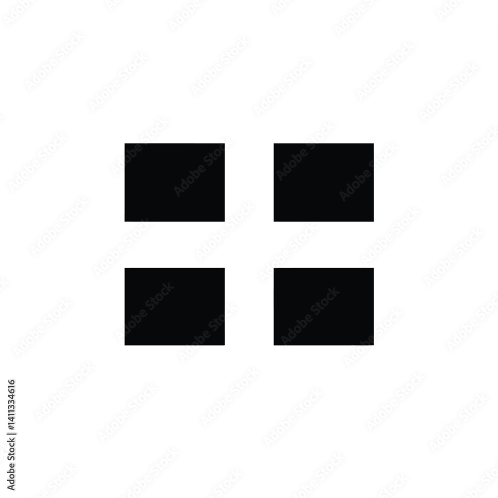 Poster black rectangles arranged in a grid pattern on white background minimalist design