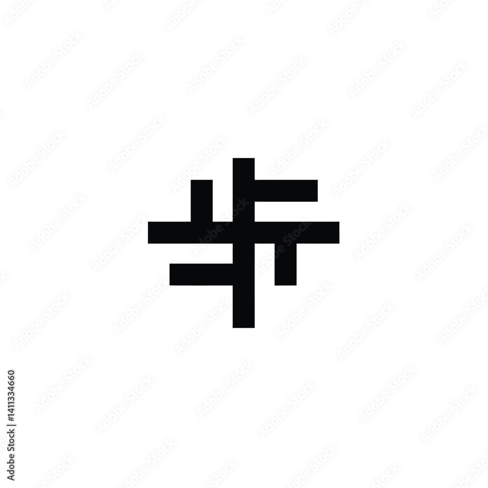 Poster black and white abstract symbol formed with lines minimalist design element