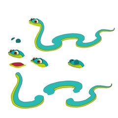 Snake animal body parts cartoon and animation