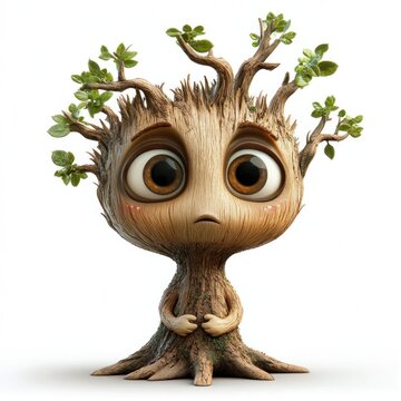 cute cartoon character gava tree isolated on white background 