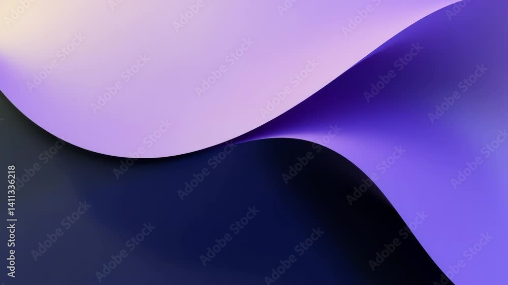 Poster abstract flowing waves in shades of purple and blue with gradients creating a soft and atmospheric b