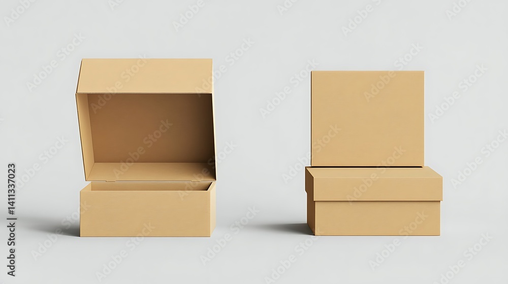Poster cardboard box on a light background. 3d rendering mock up