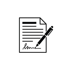 Signing A Contract With Pen Silhouette Icon Symbolizing Agreement And Business Deal