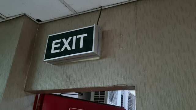 blinked exit signs on emergency stairs