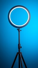Circular LED ring light on tripod