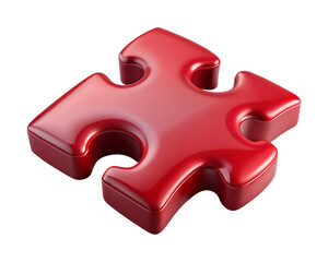 Obraz premium 3D Rendered Red Puzzle Piece Illustrating Solution Concept isolated on white background