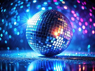 Obraz premium Disco Ball Blue Light Photography - Low Light Nightclub Scene