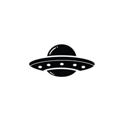 Black And White Ufo Vector Illustration Isolated On White Background Icon
