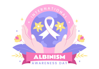 International Albinism Awareness Day Vector Illustration on June 13, Featuring People with a Rare Genetic Disorder Advocating for Human Rights