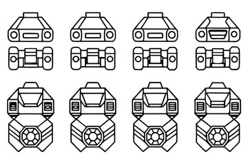 titanhauler rx12 line art robotic design futuristic vehicle drawing