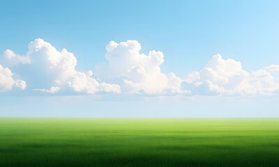 Fototapeta premium A view of clouds above a green grassland.
