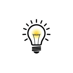 Light Bulb Icon Vector Illustration Glowing Idea Isolated On White Background
