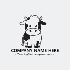 Cow illustration black and white for logo company vector image
