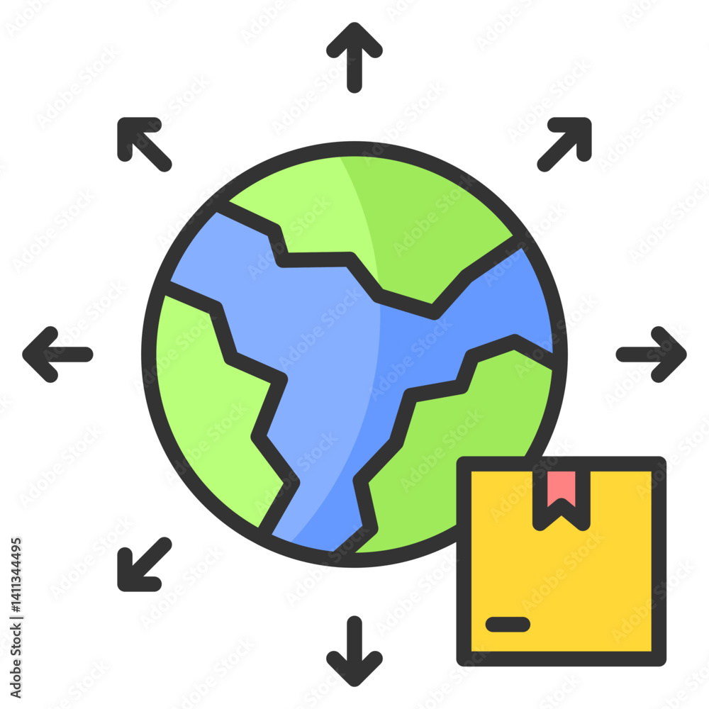 Poster supply chain icon element for design