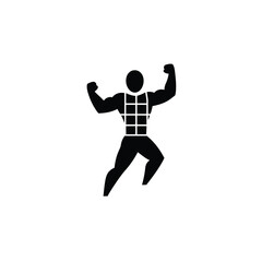 Minimalist Vector Illustration Of A Bodybuilder Flexing With Grid Pattern