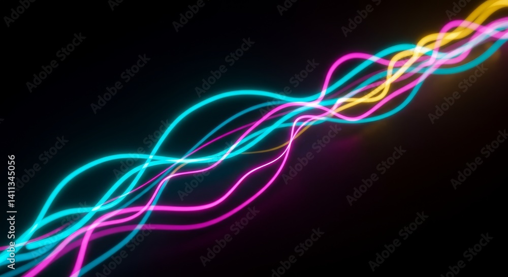 Poster abstract light streams and bokeh - symbolizing technology, data flow, innovation, connection, and en