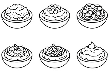 pad thai line art unique design with spices and herbs