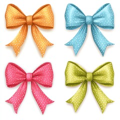 Vibrant Retro Bows with Polka Dots, a Festive and Cheerful Design, Perfect for Gift Wrapping or Decoration