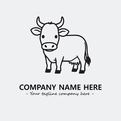 Cow illustration black and white for logo company vector image
