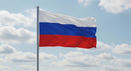 Russian Federation Flag Waving Proudly Under a Bright Sky A Stunning Display of National Pride