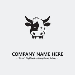 Cow illustration black and white for logo company vector image
