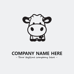 Cow illustration black and white for logo company vector image
