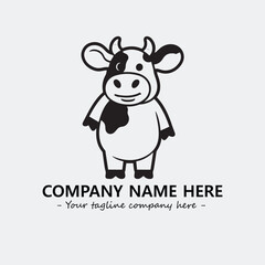Cow illustration black and white for logo company vector image
