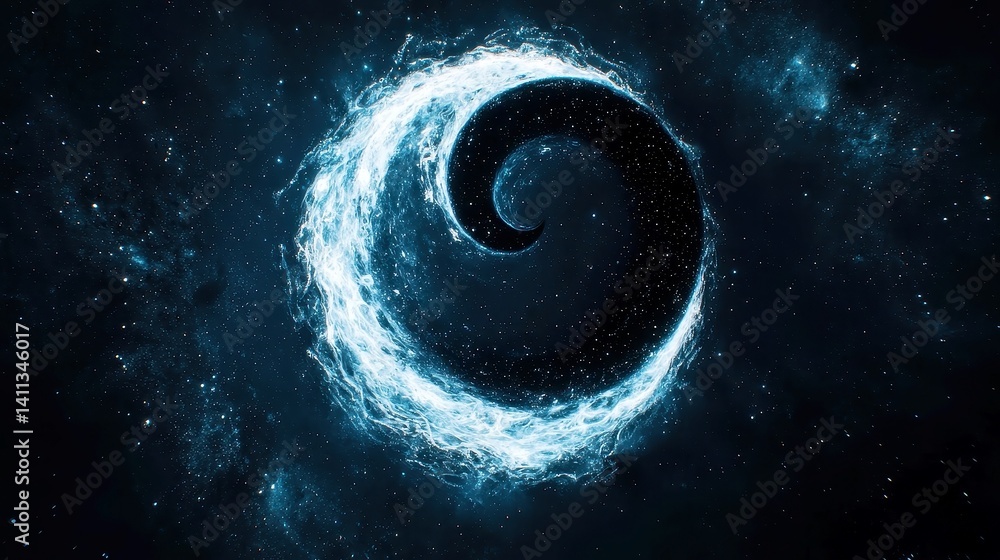 Poster cosmic harmony, a celestial yin-yang symbol adrift in the vastness of deep space, featuring galaxies
