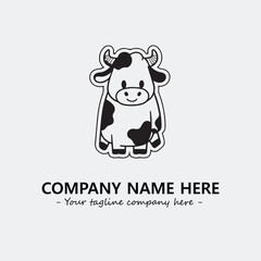 Cow illustration black and white for logo company vector image
